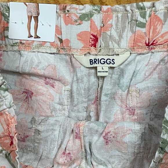 Briggs Floral Linen Blend Shorts Womens L Pink Tropical Coastal Summer NWT - Picture 4 of 7